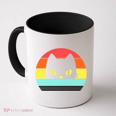Retro Sunset Cat Coffee Mug