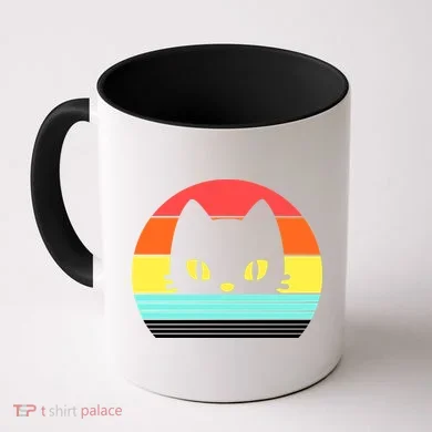 Retro Sunset Cat Coffee Mug