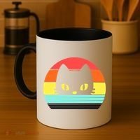 Retro Sunset Cat Coffee Mug thumb 4
