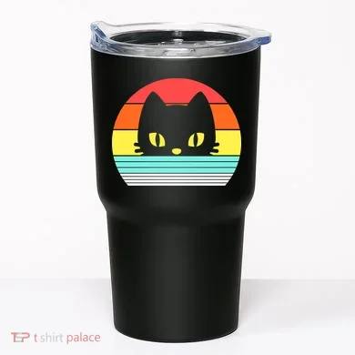 Retro Sunset Cat Tumbler