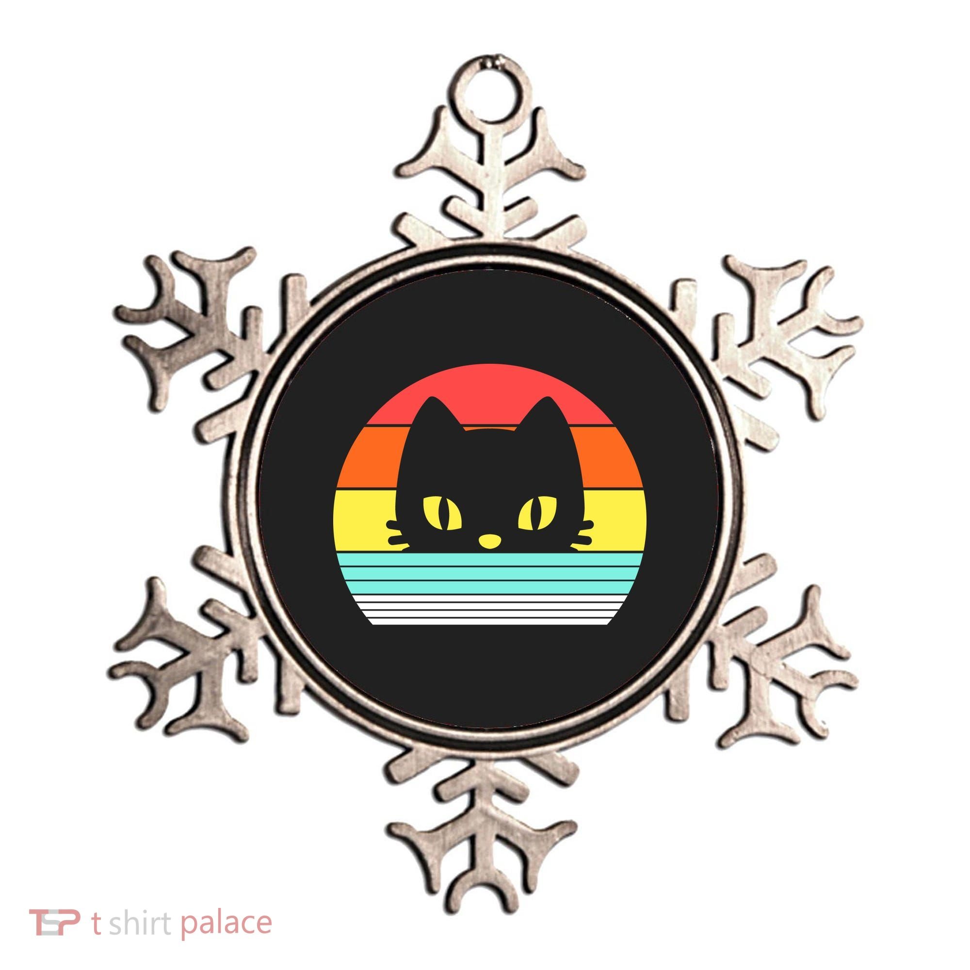 Retro Sunset Cat Ornament