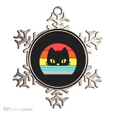 Retro Sunset Cat Ornament