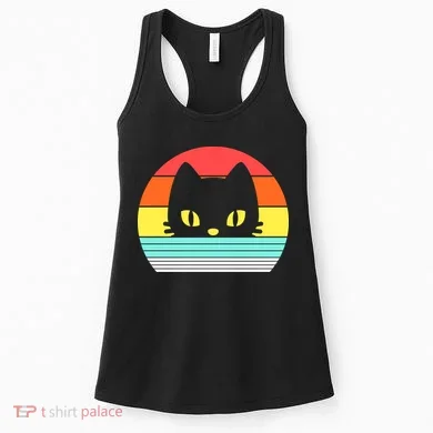 Retro Sunset Cat Women's Tank Top
