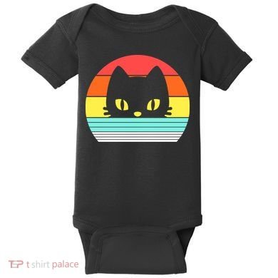 Retro Sunset Cat Baby Bodysuit