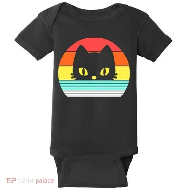 Retro Sunset Cat Baby Bodysuit