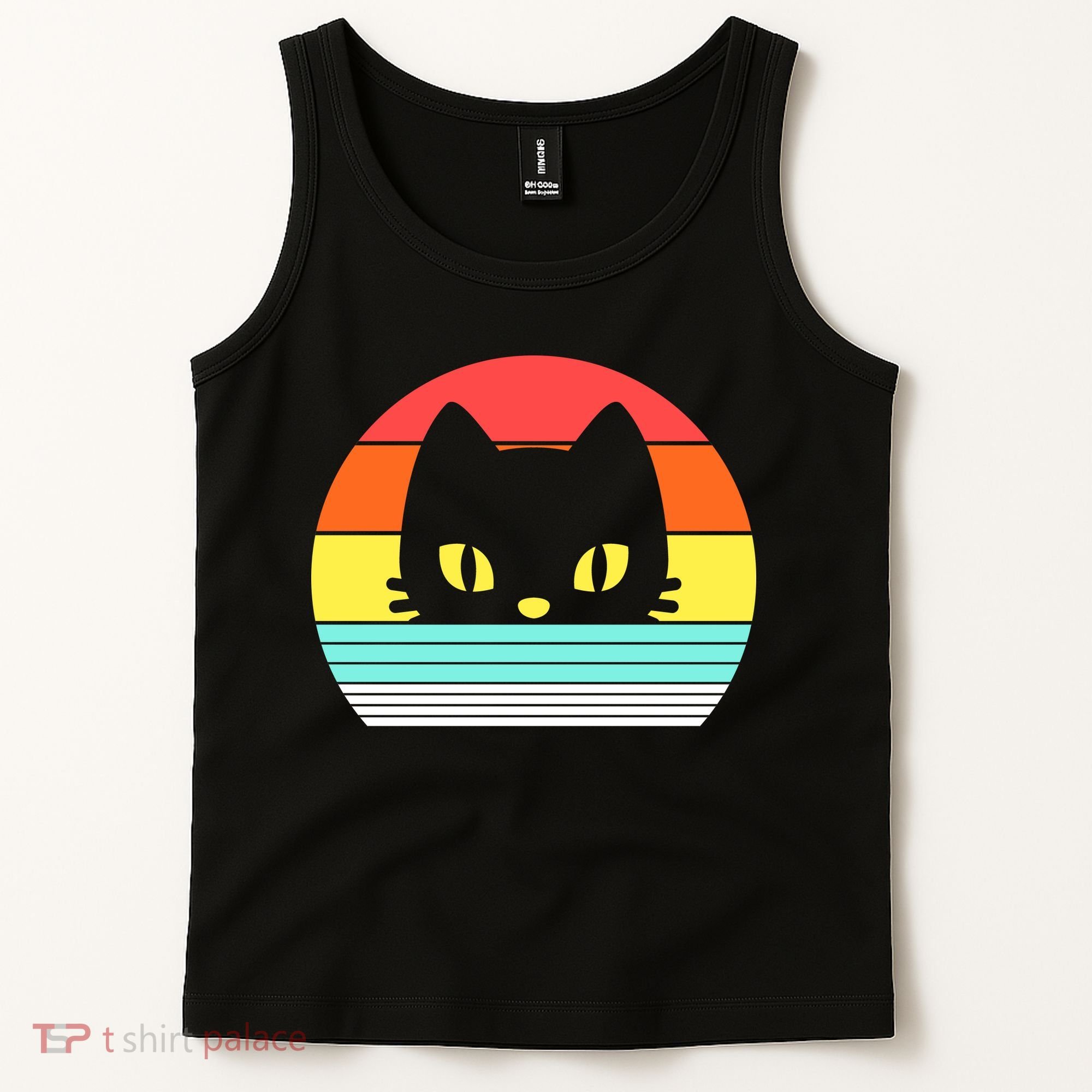 Retro Sunset Cat Tank Top