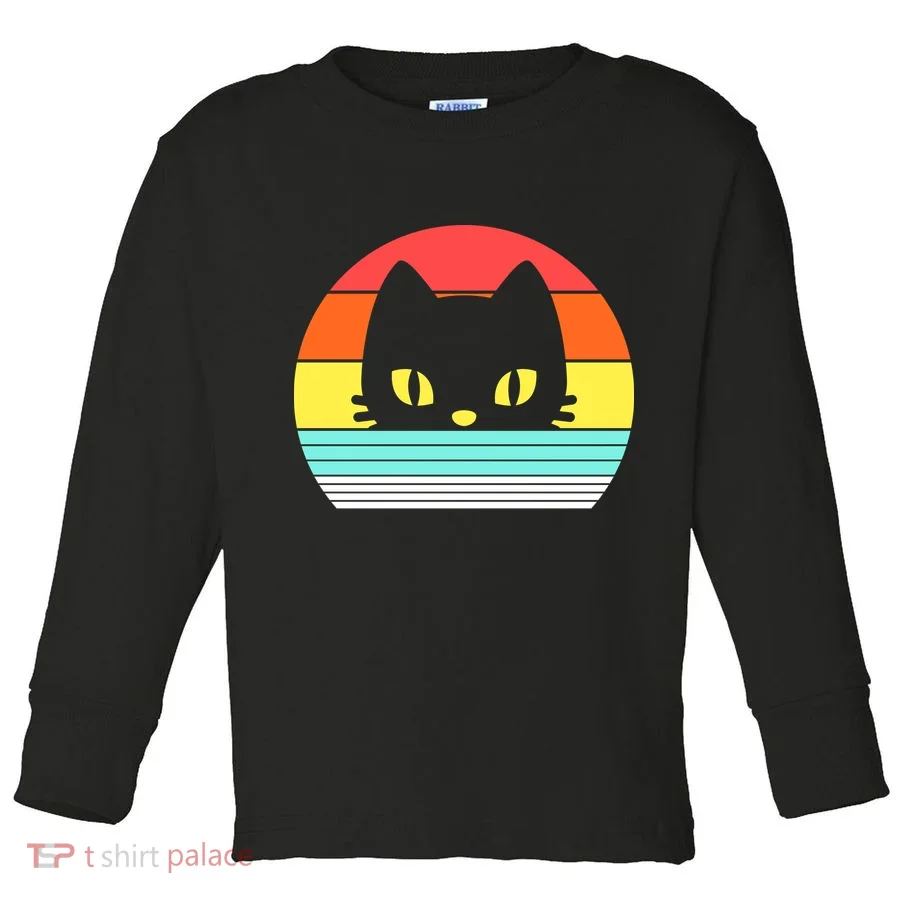 Retro Sunset Cat Toddler Long Sleeve