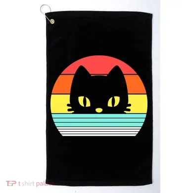 Retro Sunset Cat Golf Towel