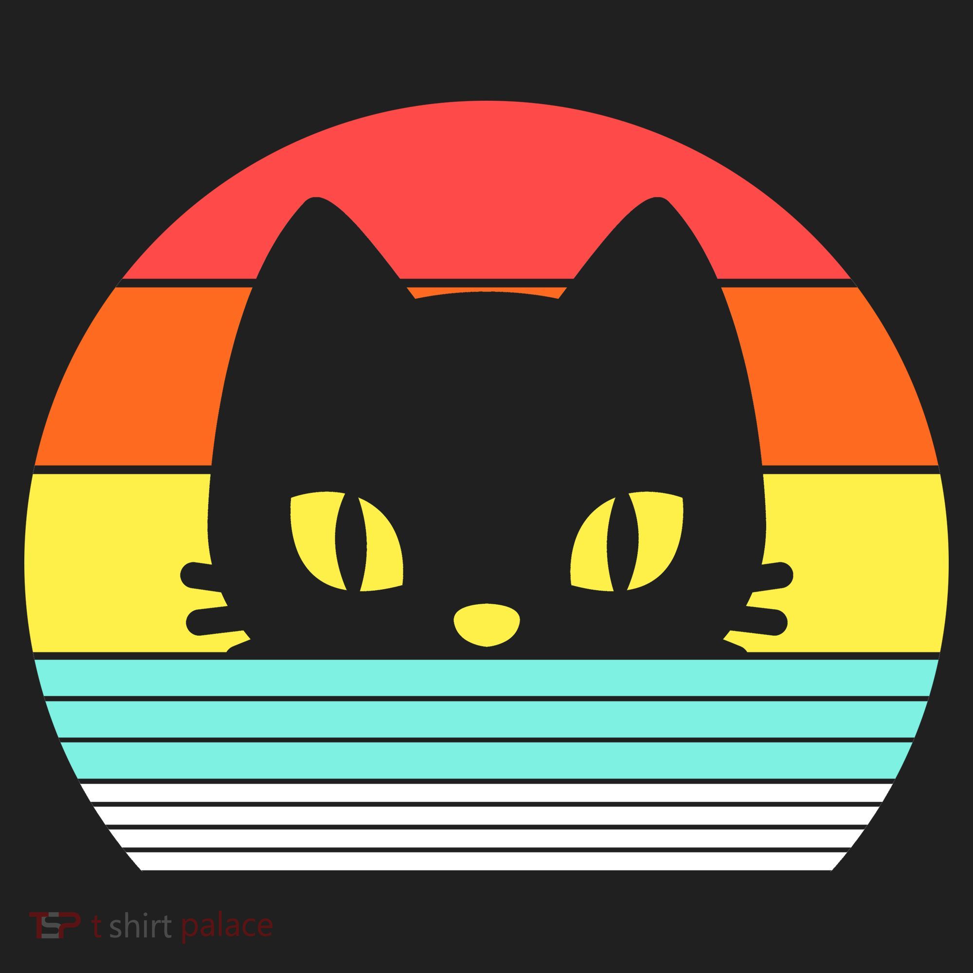 Retro Sunset Cat Golf Towel