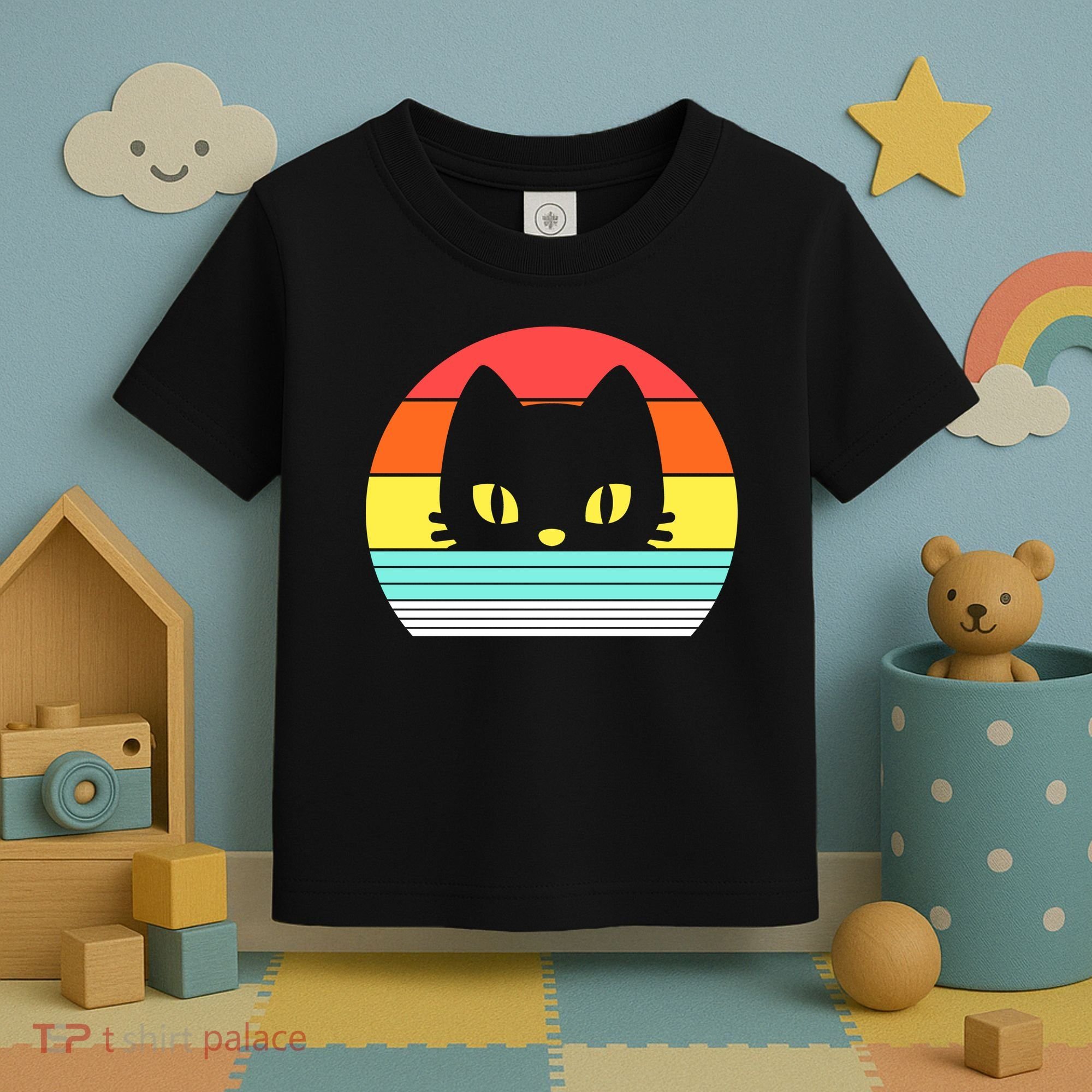 Retro Sunset Cat Toddler T-Shirt