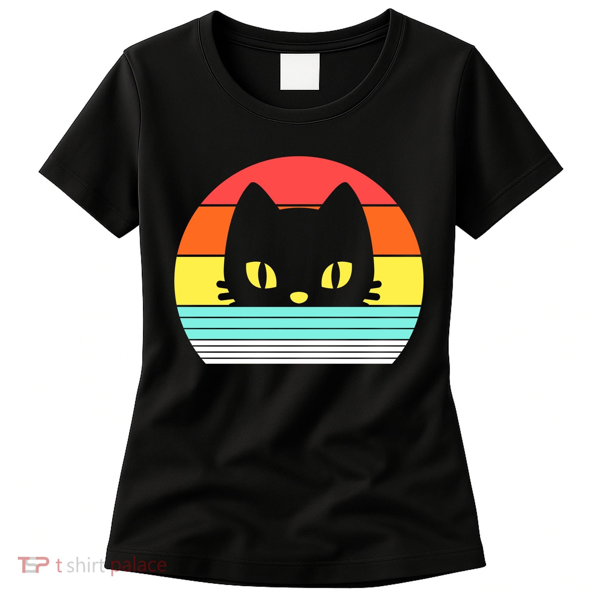 Retro Sunset Cat Women's T-Shirt