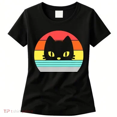 Retro Sunset Cat Women's T-Shirt