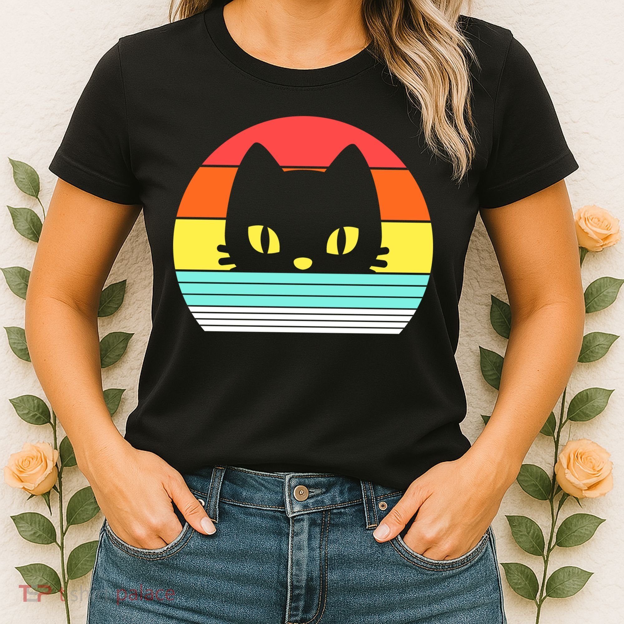 Retro Sunset Cat Women's T-Shirt
