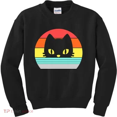 Retro Sunset Cat Kids Sweatshirt
