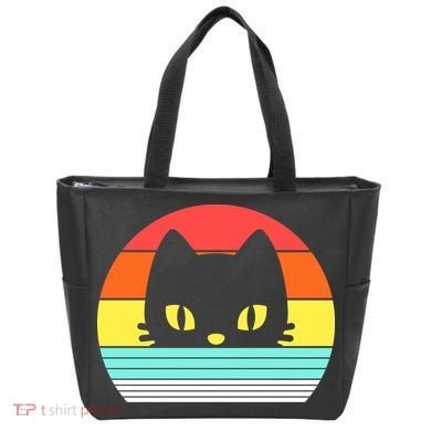 Retro Sunset Cat Tote Bag