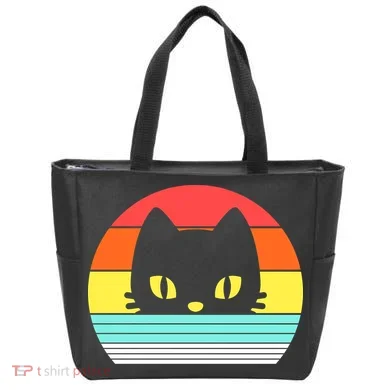 Retro Sunset Cat Tote Bag