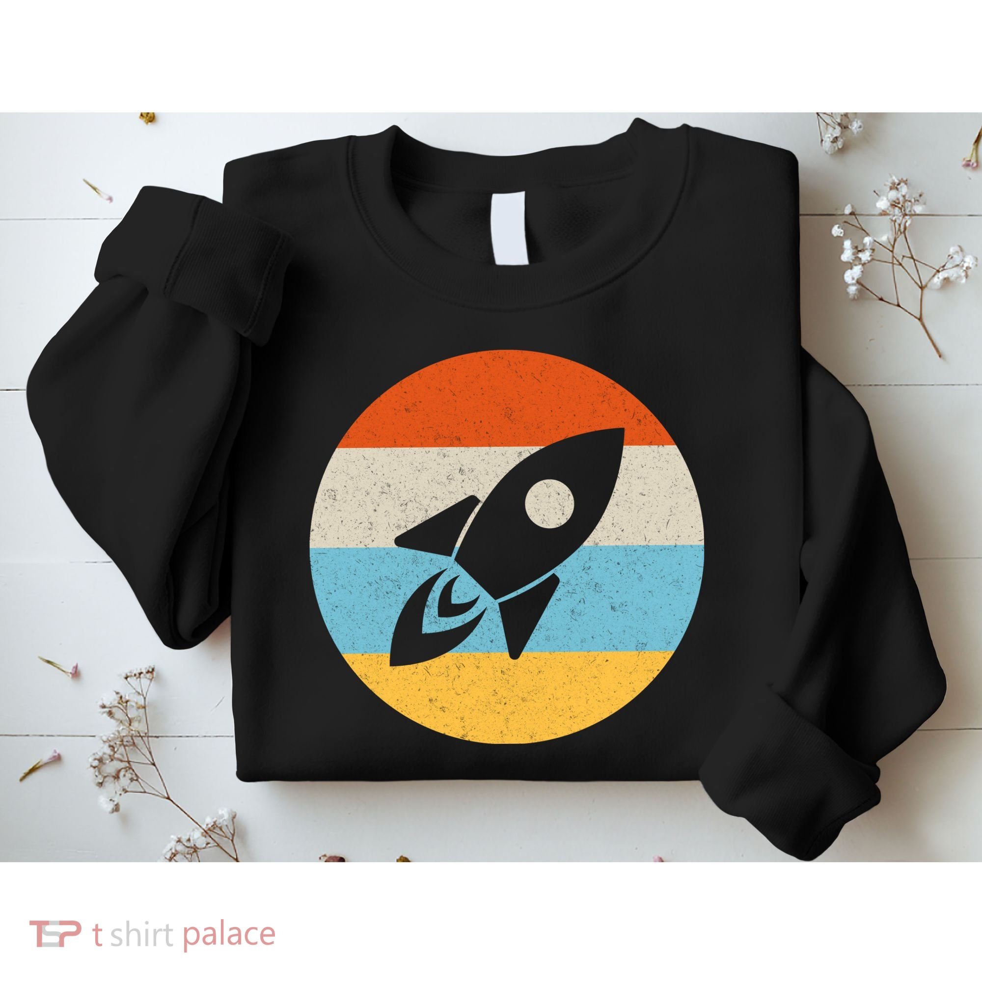 Retro Sunset Spaceship Sweatshirt