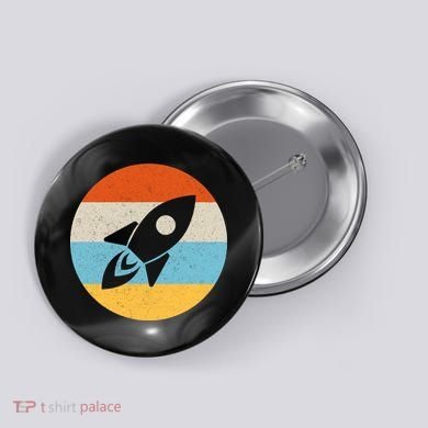 Retro Sunset Spaceship Button