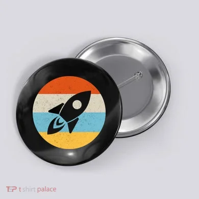 Retro Sunset Spaceship Button