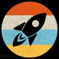 Retro Sunset Spaceship Button thumb 1
