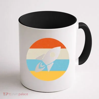 Retro Sunset Spaceship Coffee Mug back