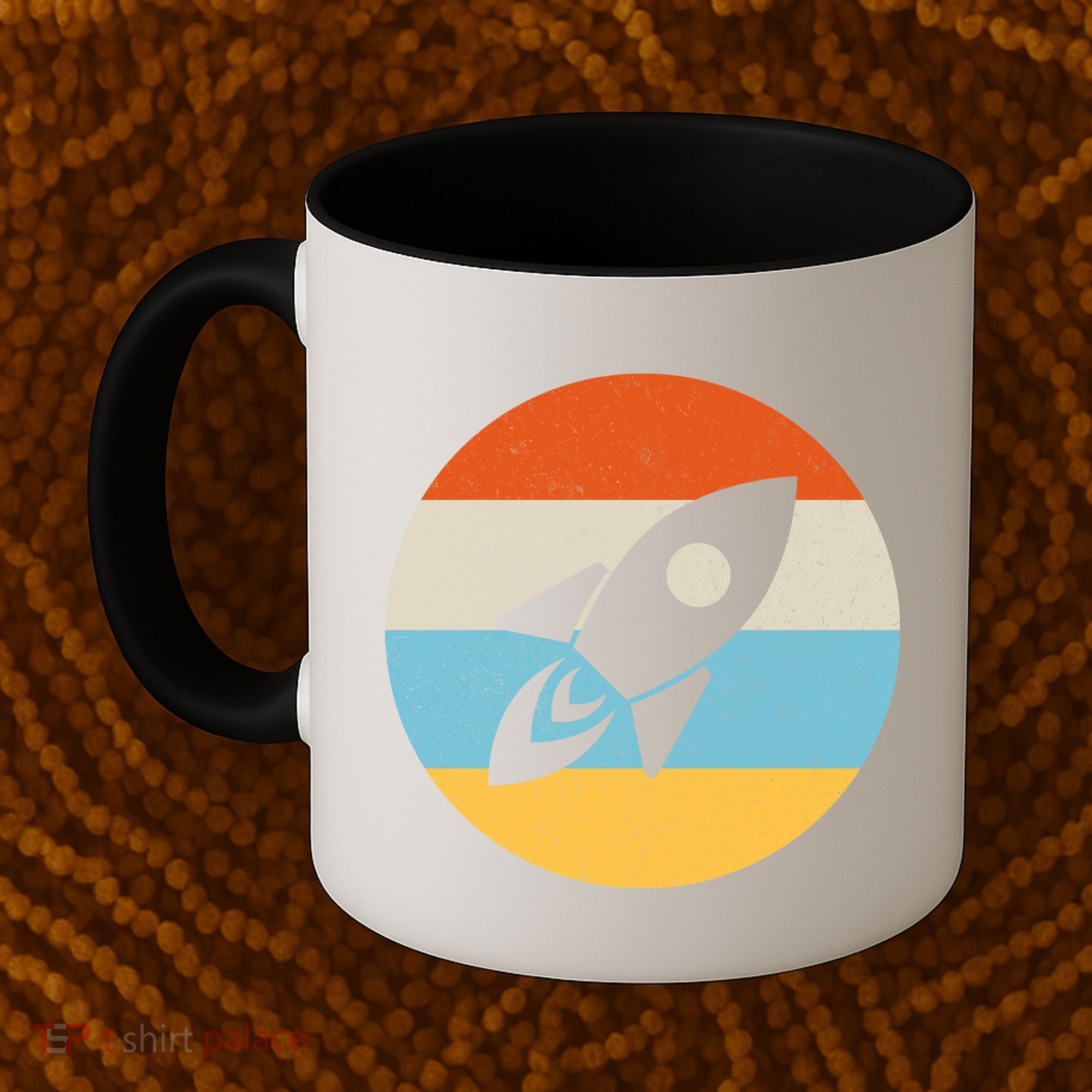 Retro Sunset Spaceship Coffee Mug