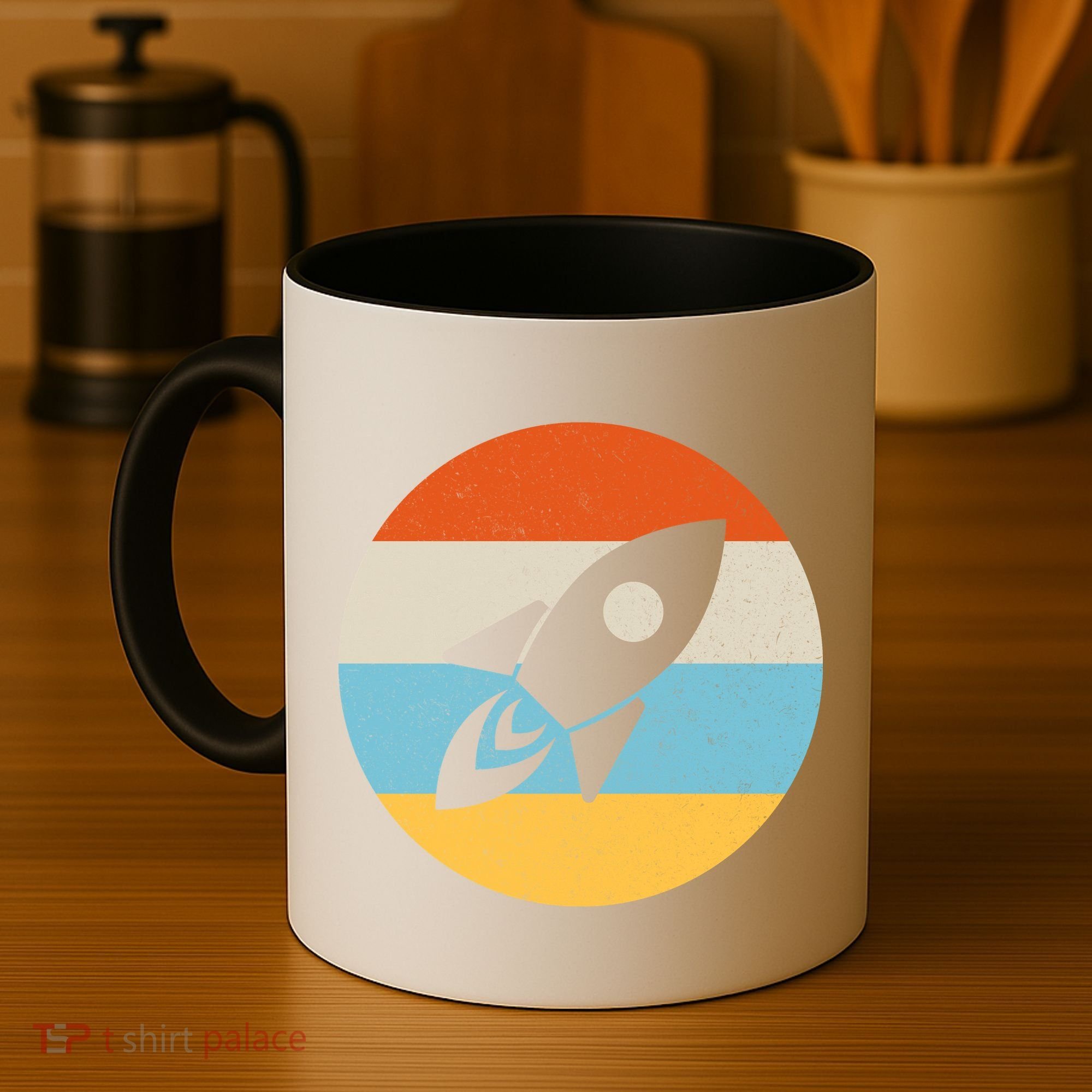 Retro Sunset Spaceship Coffee Mug