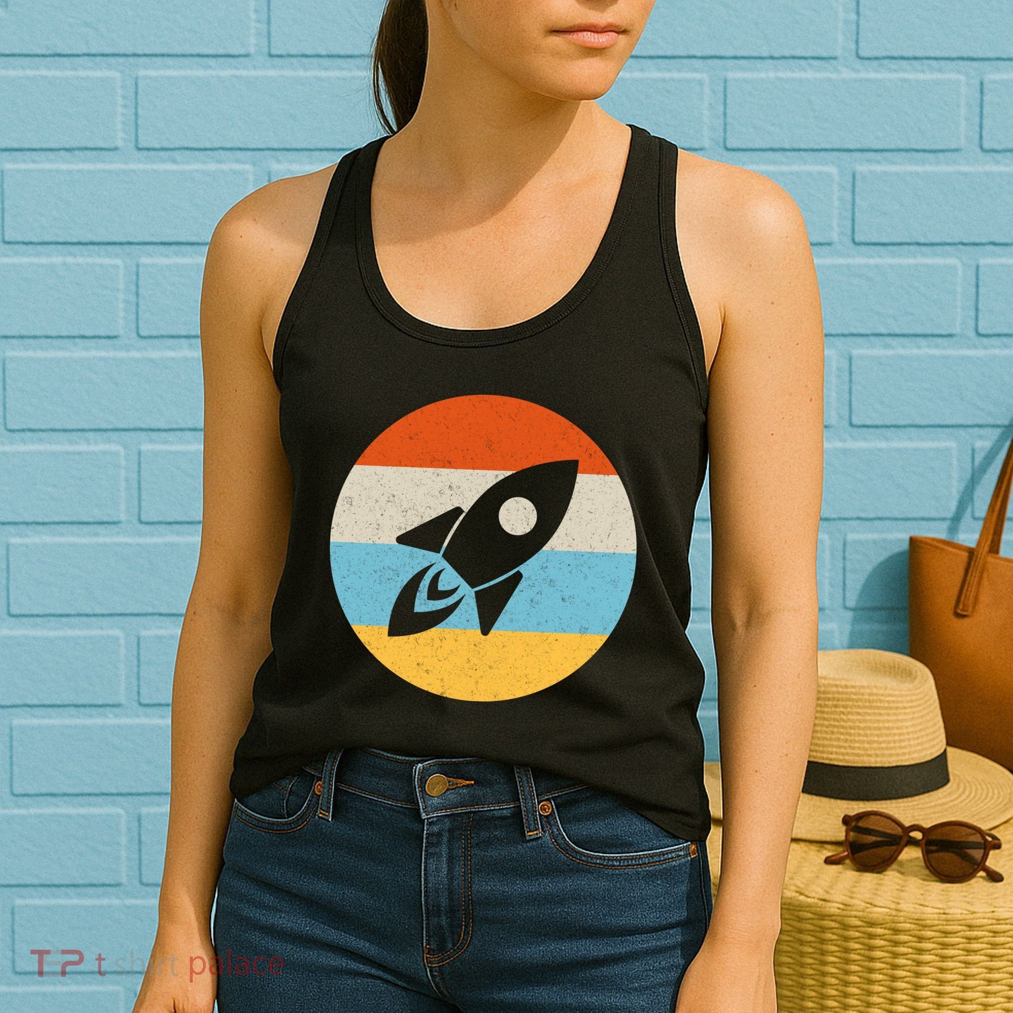 Retro Sunset Spaceship Women's Tank Top