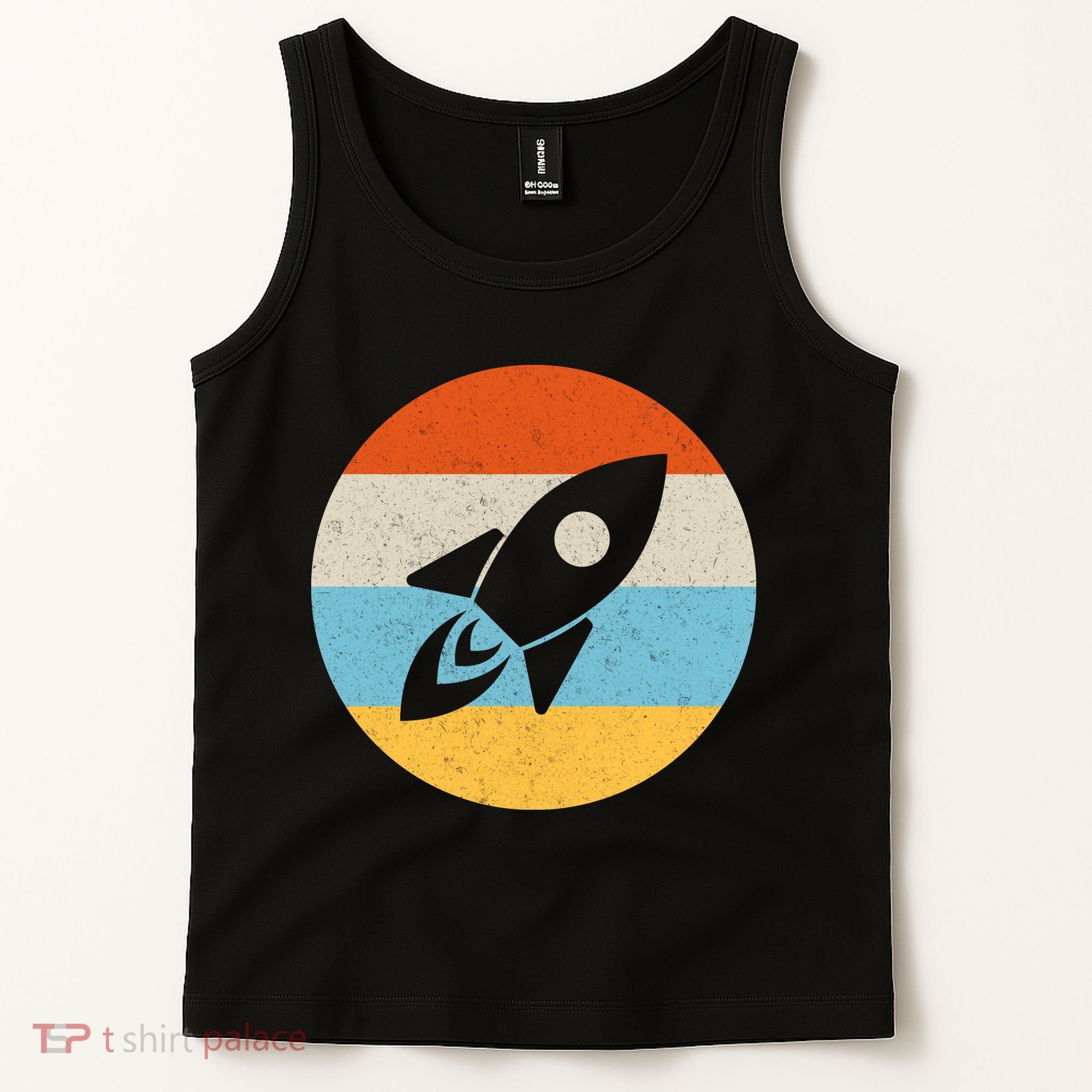 Retro Sunset Spaceship Tank Top