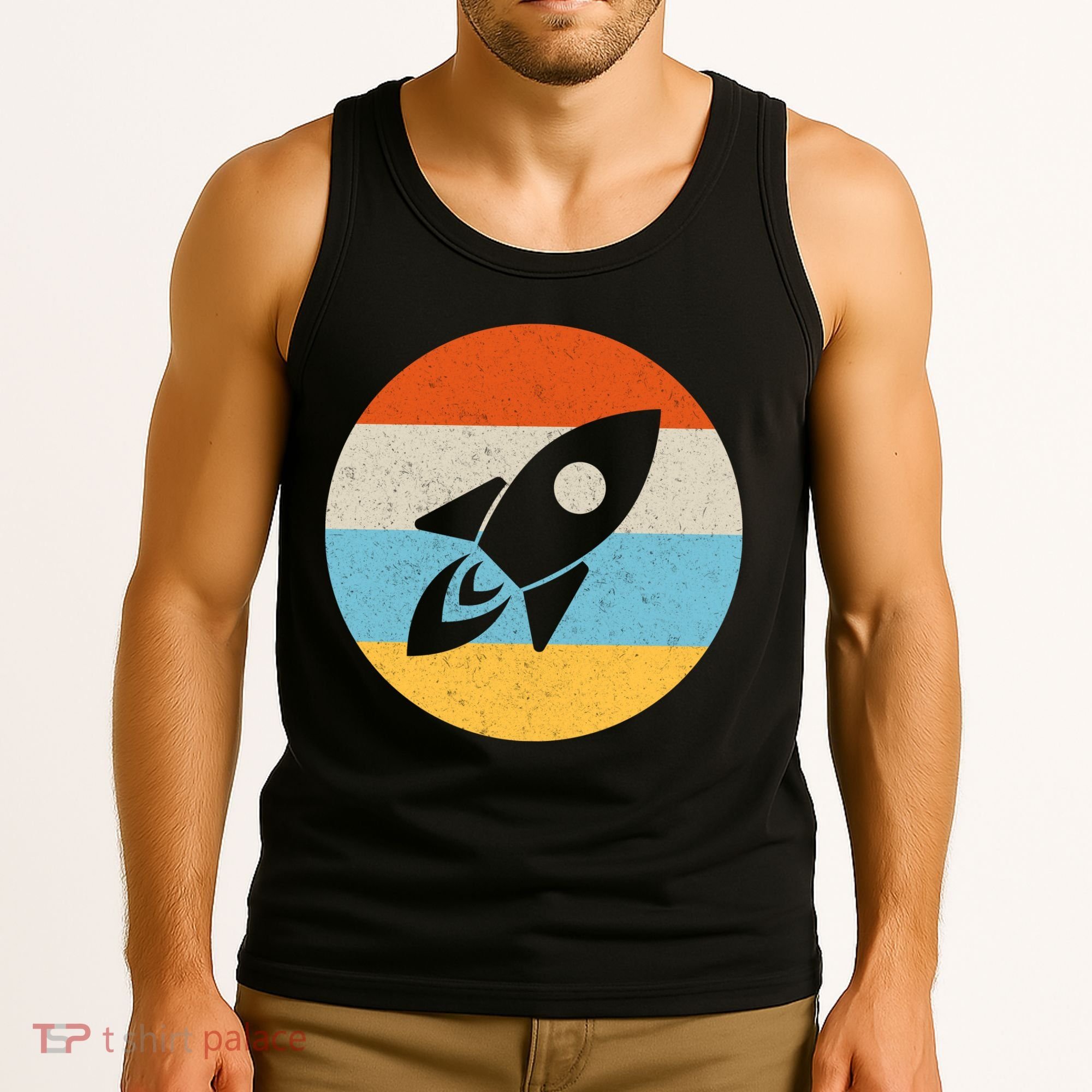 Retro Sunset Spaceship Tank Top