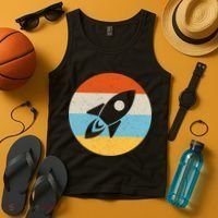 Retro Sunset Spaceship Tank Top thumb 4
