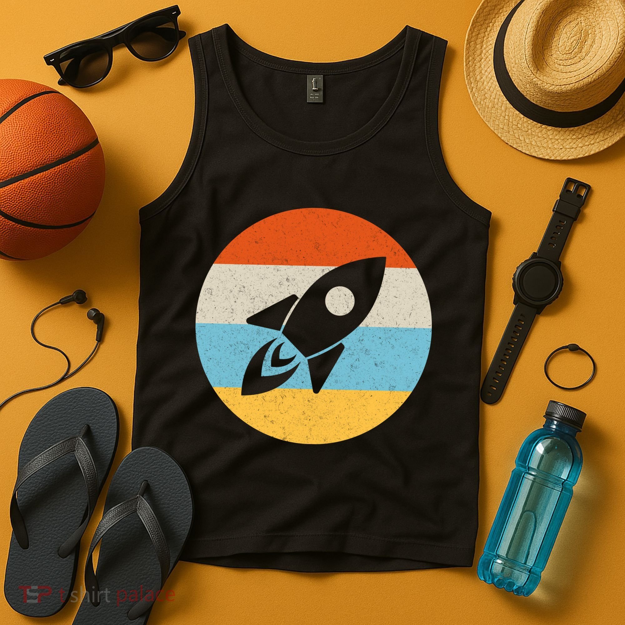 Retro Sunset Spaceship Tank Top
