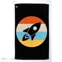 Retro Sunset Spaceship Golf Towel thumb 0