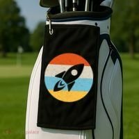 Retro Sunset Spaceship Golf Towel thumb 2