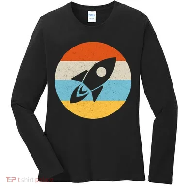 Retro Sunset Spaceship Women's Long Sleeve Shirt