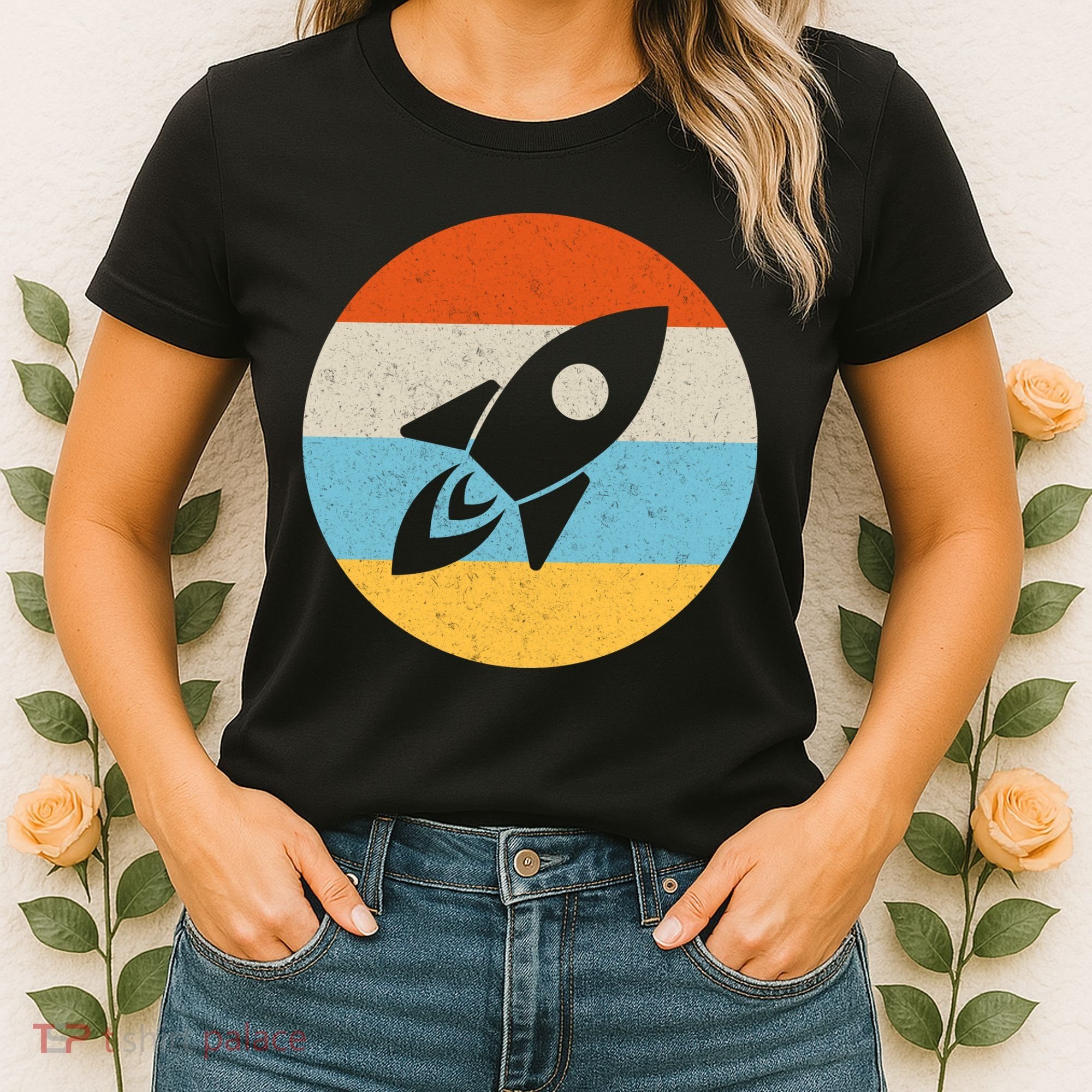 Retro Sunset Spaceship Women's T-Shirt