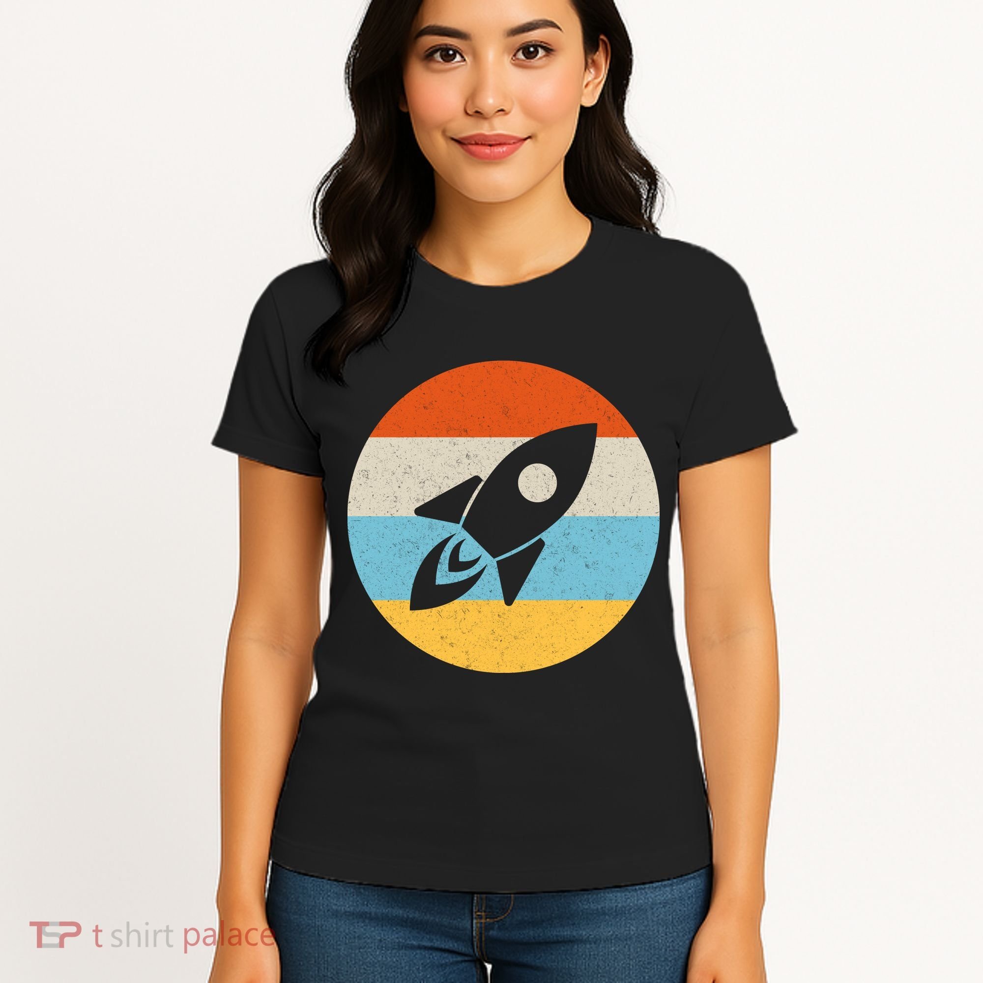 Retro Sunset Spaceship Women's T-Shirt