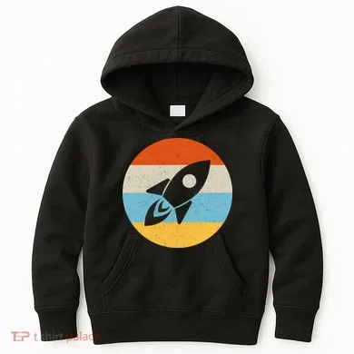 Retro Sunset Spaceship Kids Hoodie