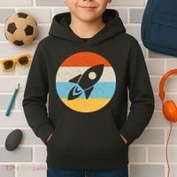 Retro Sunset Spaceship Kids Hoodie thumb 2
