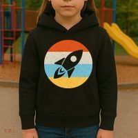 Retro Sunset Spaceship Kids Hoodie thumb 3