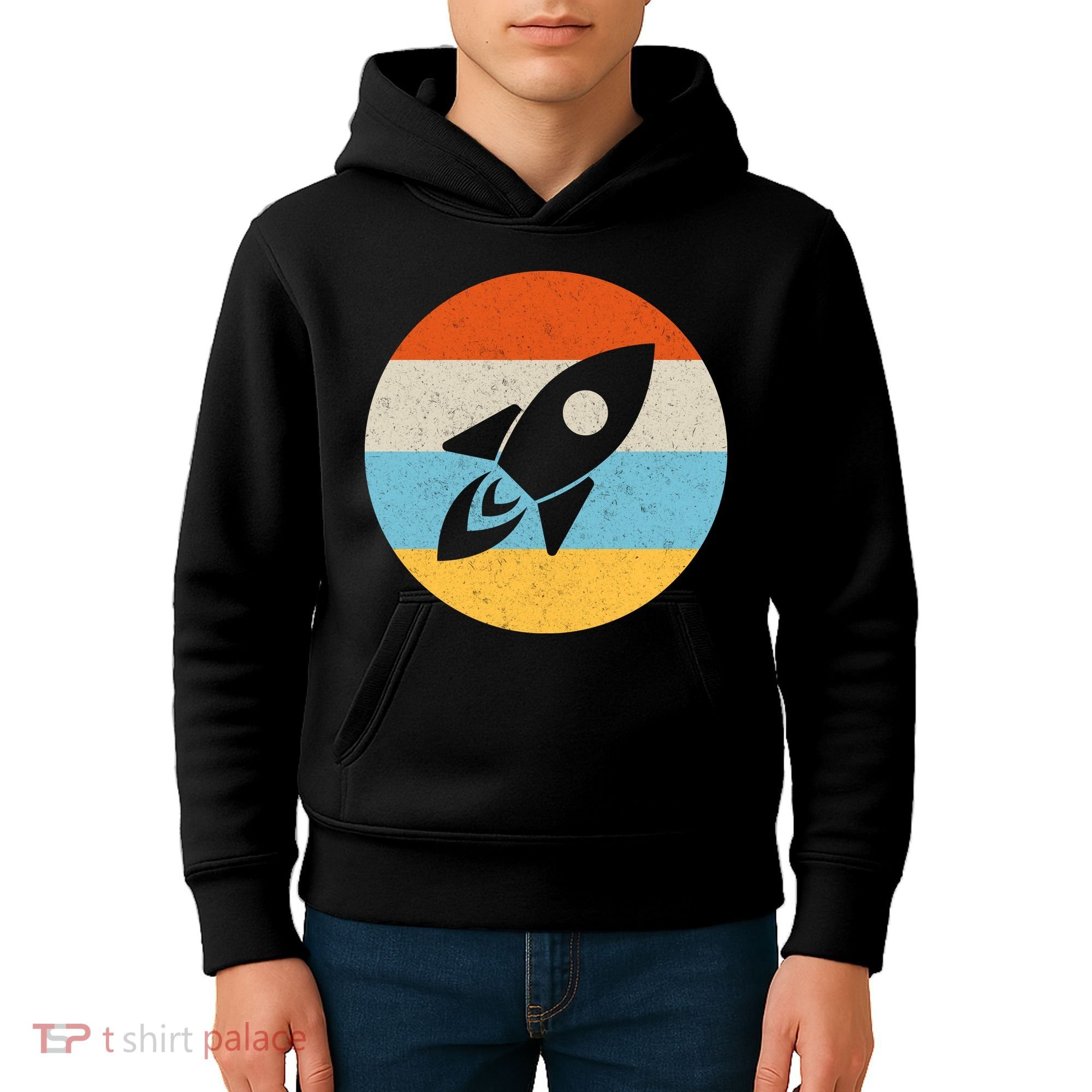 Retro Sunset Spaceship Kids Hoodie