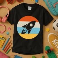 Retro Sunset Spaceship Kids T-Shirt thumb 3