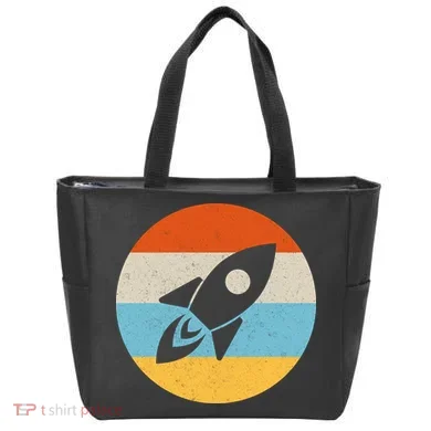 Retro Sunset Spaceship Tote Bag