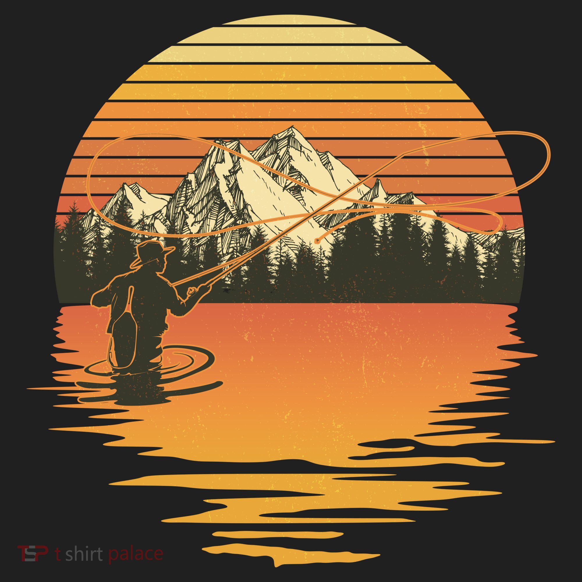 Retro Sunset Sunrise Fly Fisherman Women's Sweatshirt