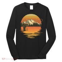 Retro Sunset Sunrise Fly Fisherman Long Sleeve Shirt thumb 0