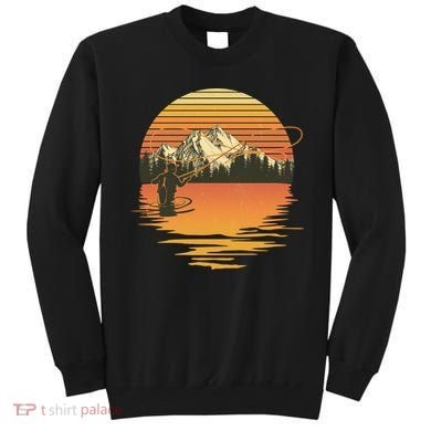 Retro Sunset Sunrise Fly Fisherman Sweatshirt