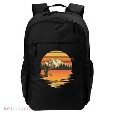 Retro Sunset Sunrise Fly Fisherman Backpack