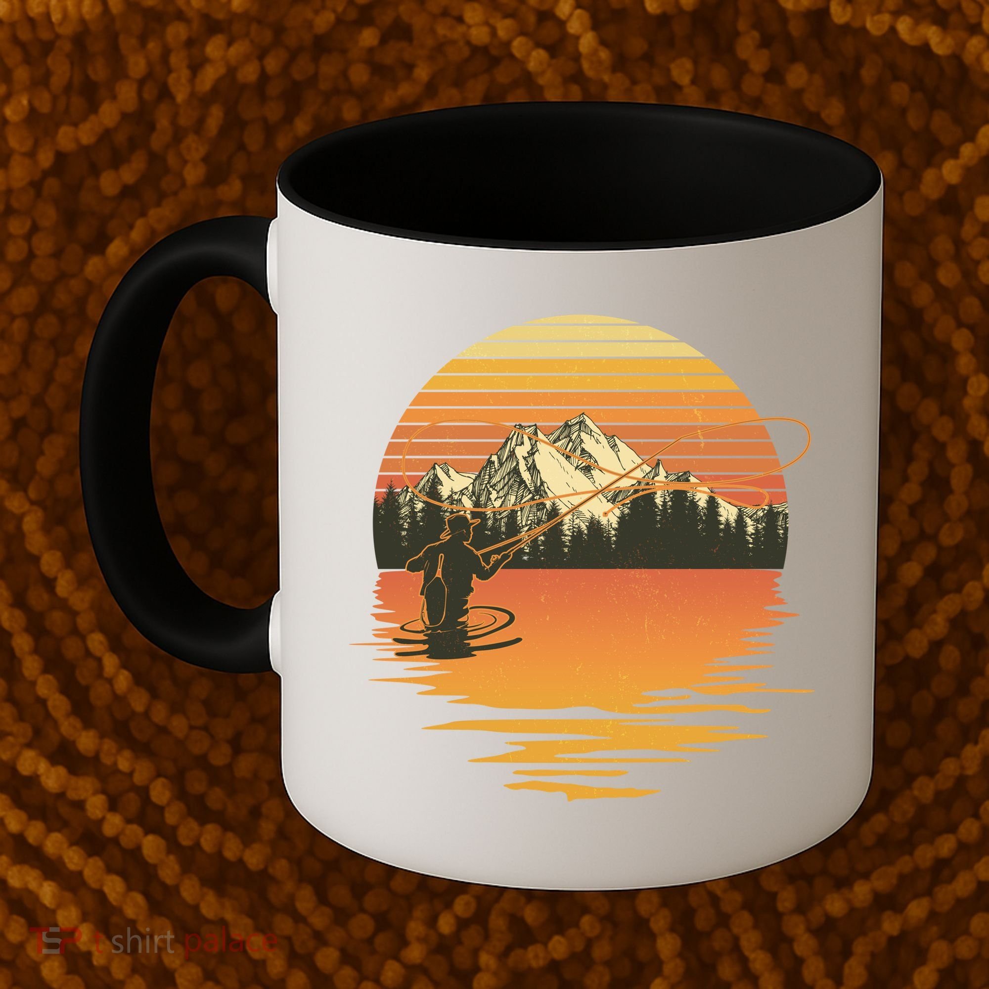 Retro Sunset Sunrise Fly Fisherman Coffee Mug