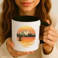 Retro Sunset Sunrise Fly Fisherman Coffee Mug thumb 3