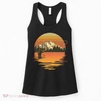 Retro Sunset Sunrise Fly Fisherman Women's Tank Top thumb 0